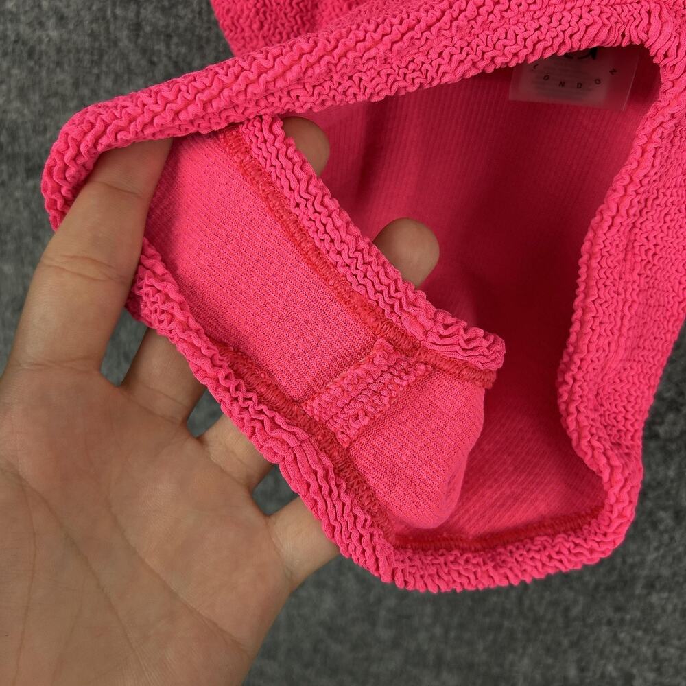 Hunza G Swimsuit One Size Square Neck Hot Pink Stretchy Beach Pool Cruise Chic - Picture 8 of 14